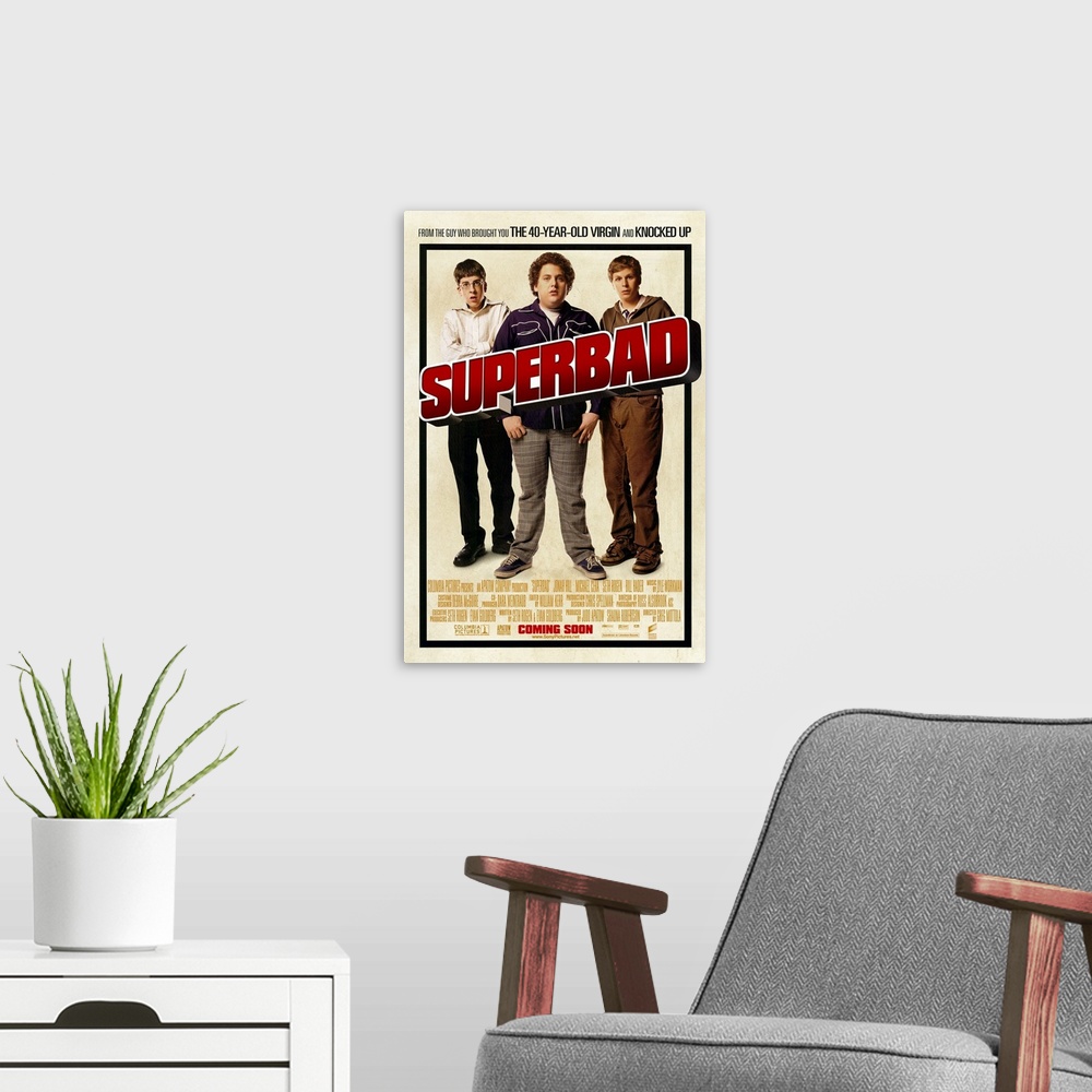 A modern room featuring Superbad (2007)