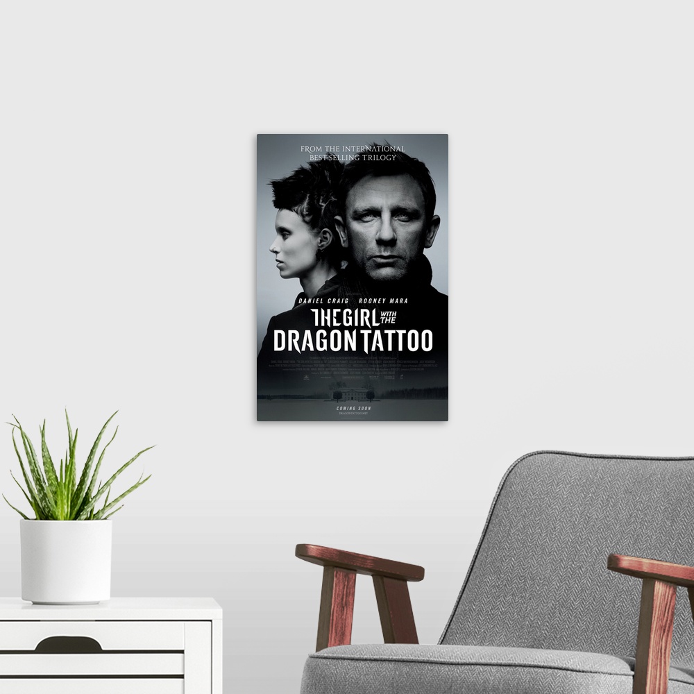 A modern room featuring The Girl with the Dragon Tattoo - Movie Poster