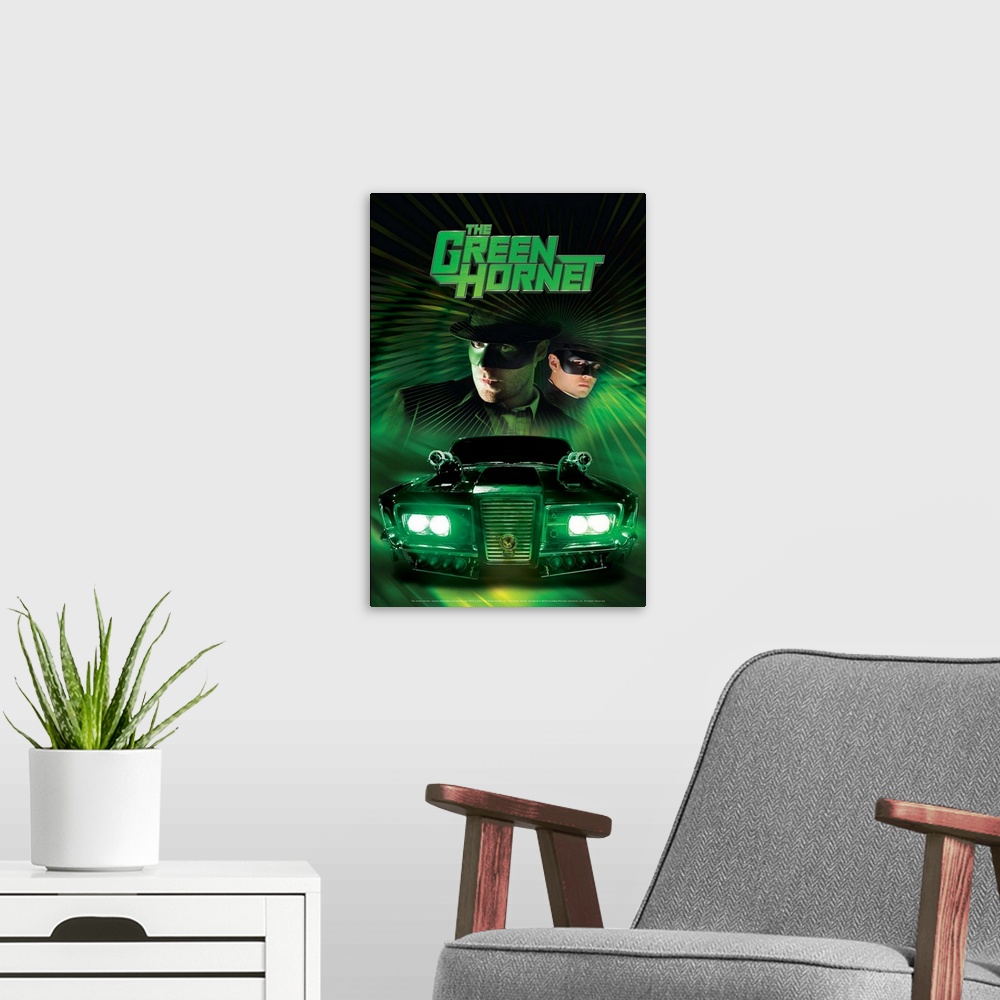 A modern room featuring The Green Hornet - Movie Poster