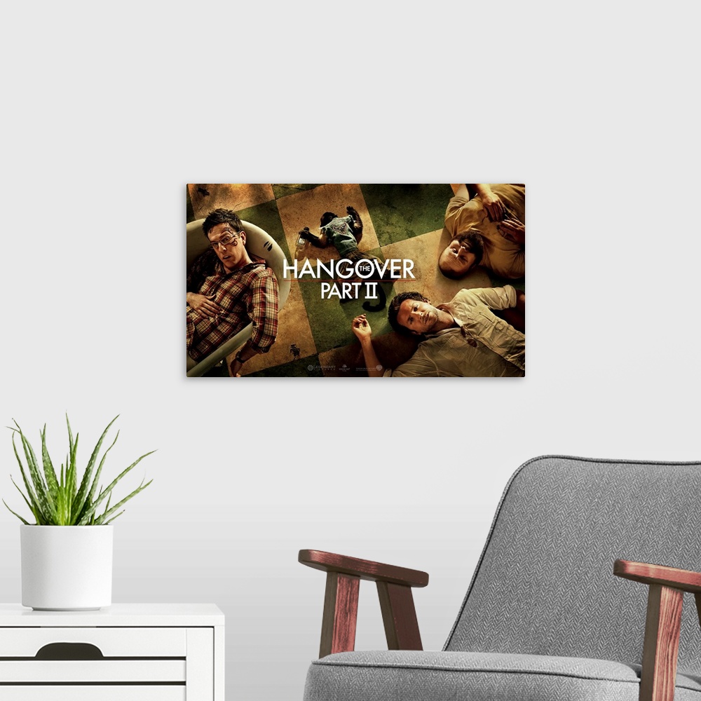A modern room featuring The Hangover Part II - Movie Poster