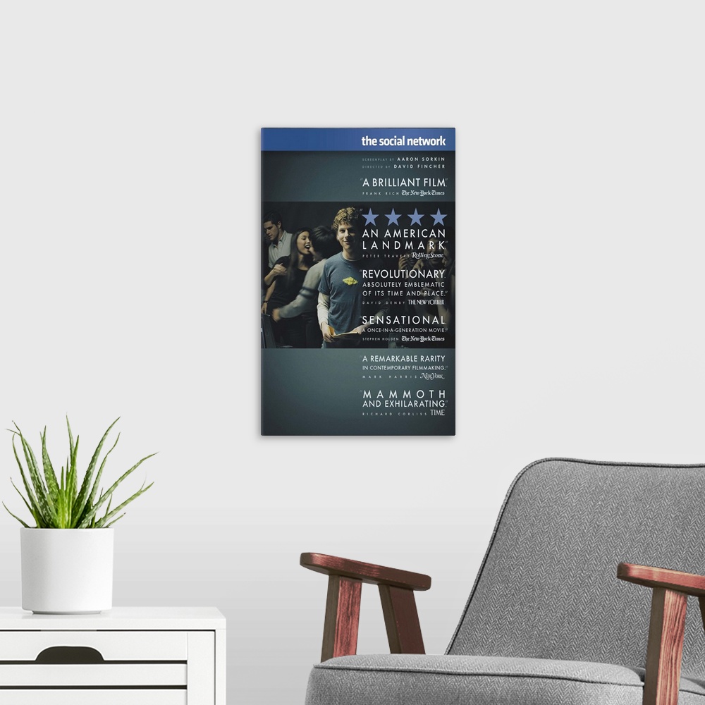 A modern room featuring The Social Network - Movie Poster