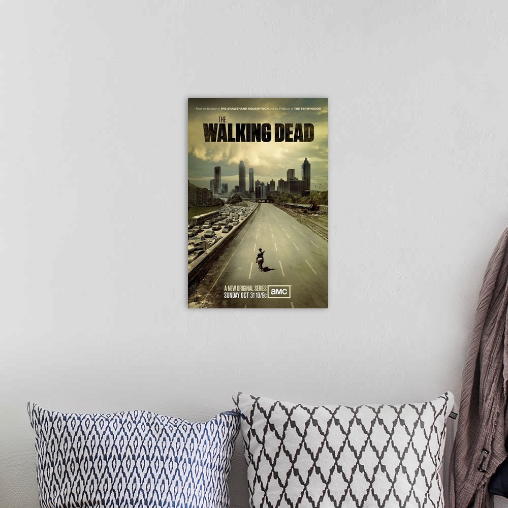 A bohemian room featuring Police officer Rick Grimes leads a group of survivors in a world overrun by zombies.