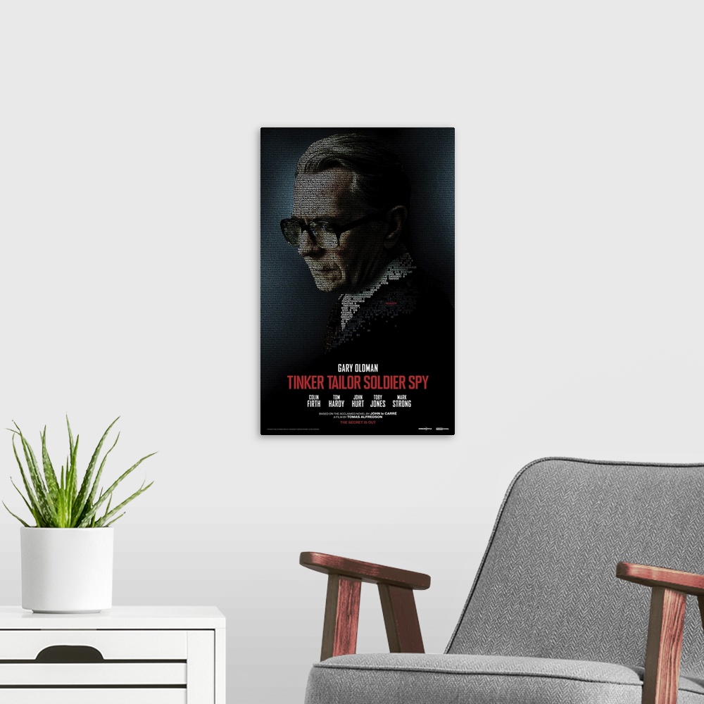 A modern room featuring Tinker, Tailor, Soldier, Spy - Movie Poster