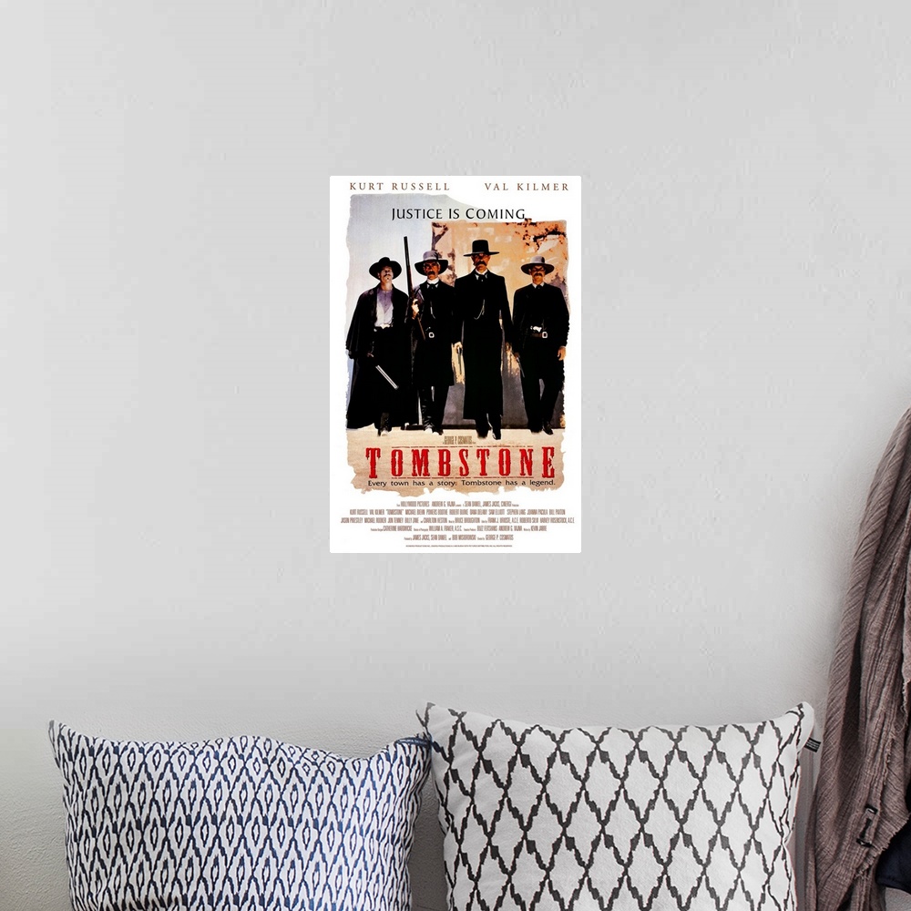 A bohemian room featuring Wyatt Earp (Kurt Russell) and his brothers, Morgan (Bill Paxton) and Virgil (Sam Elliott), have l...
