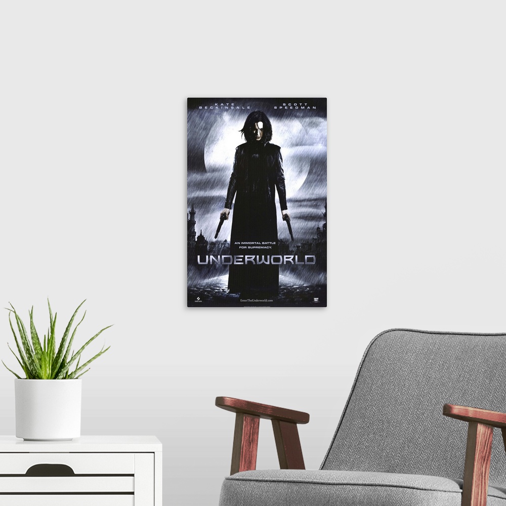 A modern room featuring A war has been raging between the Vampires and Lycan for centuries, Selene (Beckinsale) is a deat...