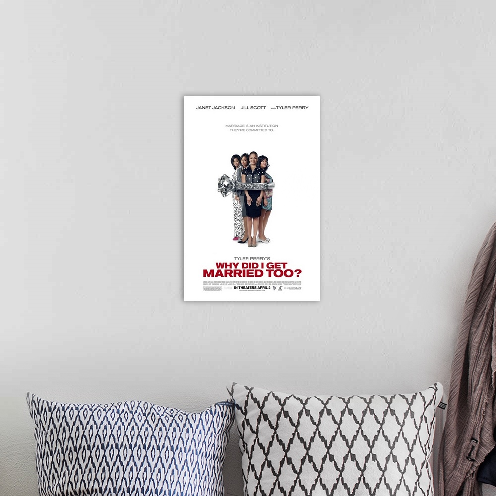 A bohemian room featuring Why Did I Get Married Too - Movie Poster