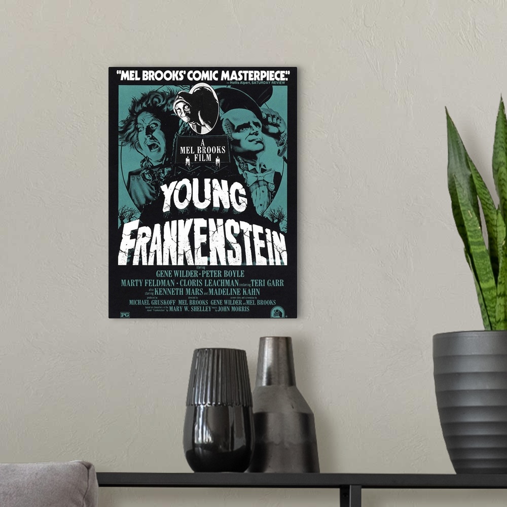 A modern room featuring Young Dr. Frankenstein (Wilder), a brain surgeon, inherits the family castle back in Transylvania...