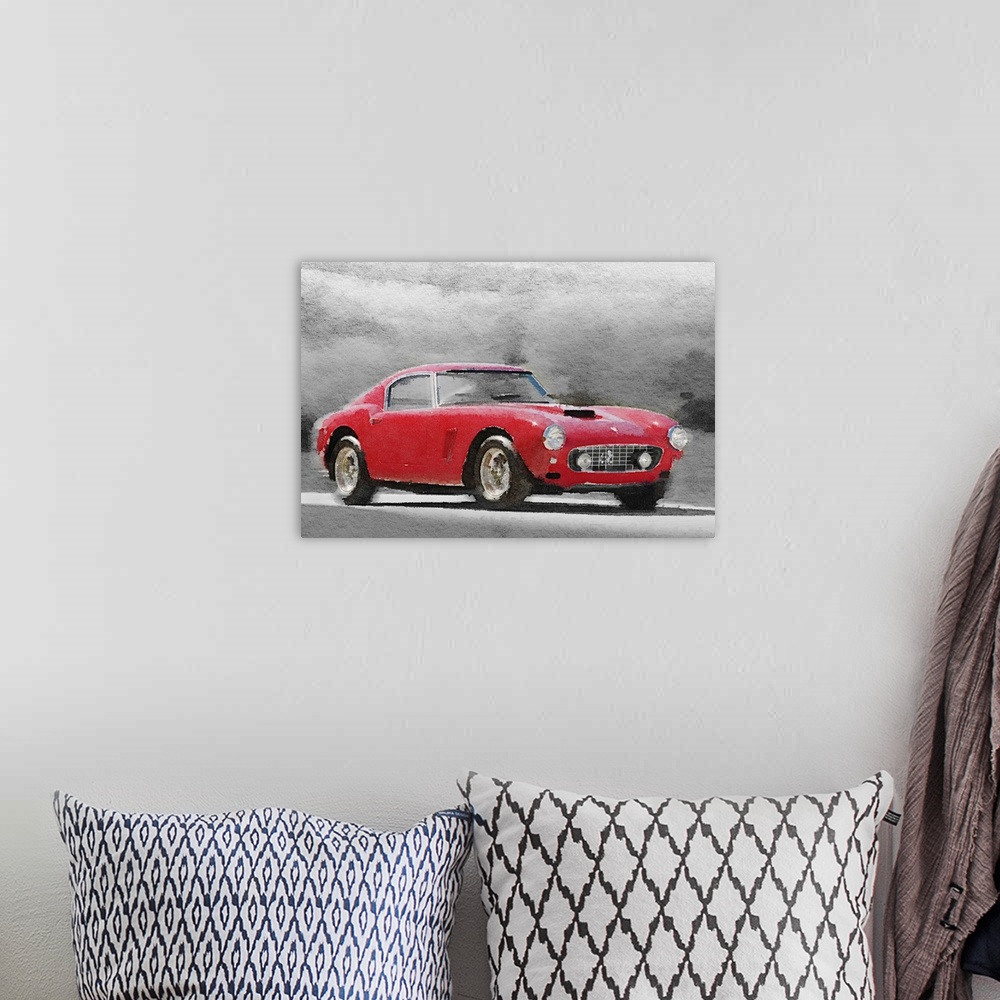 A bohemian room featuring 1960 Ferrari 250 GT SWB Watercolor
