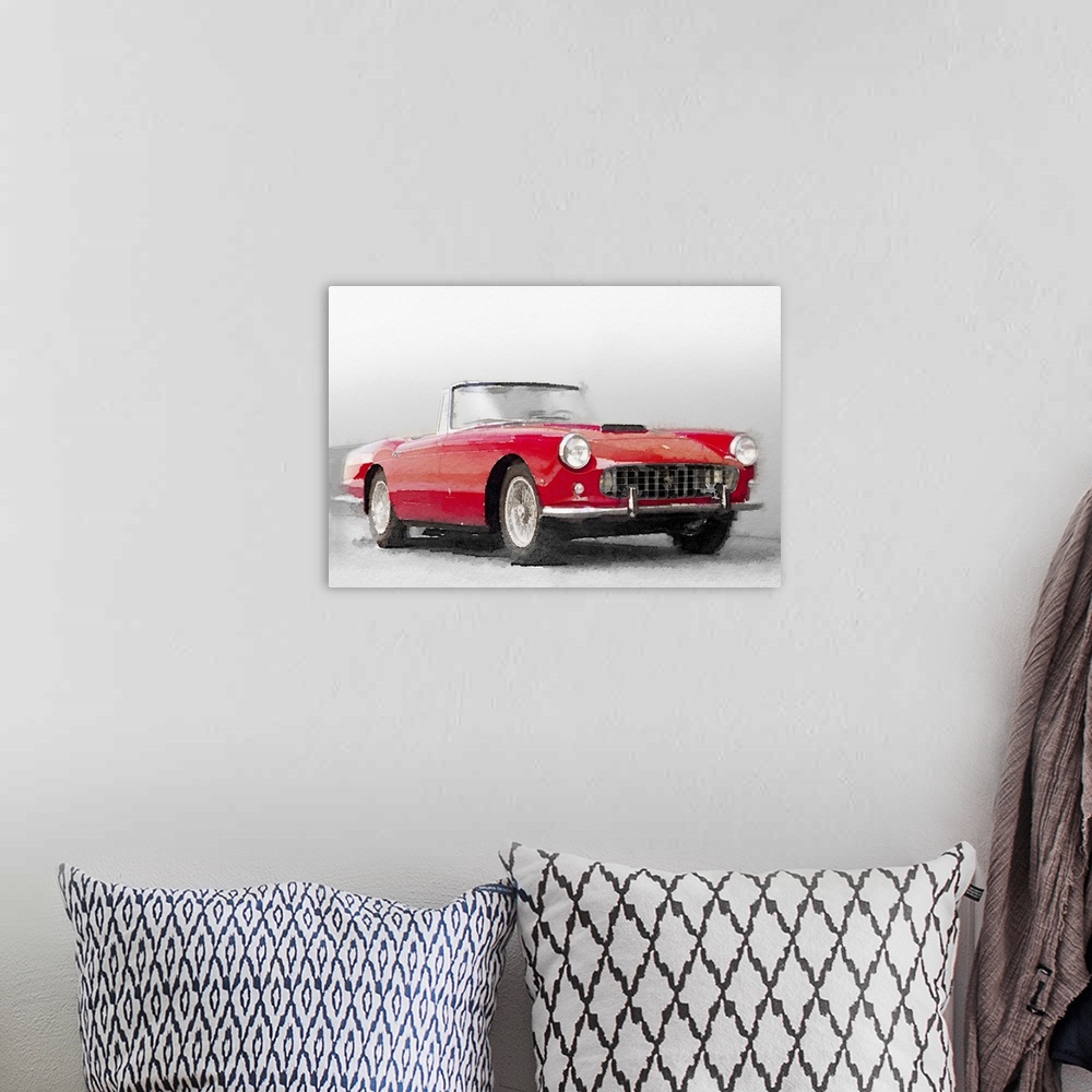 A bohemian room featuring 1960 Ferrari 250GT Pinifarina Watercolor