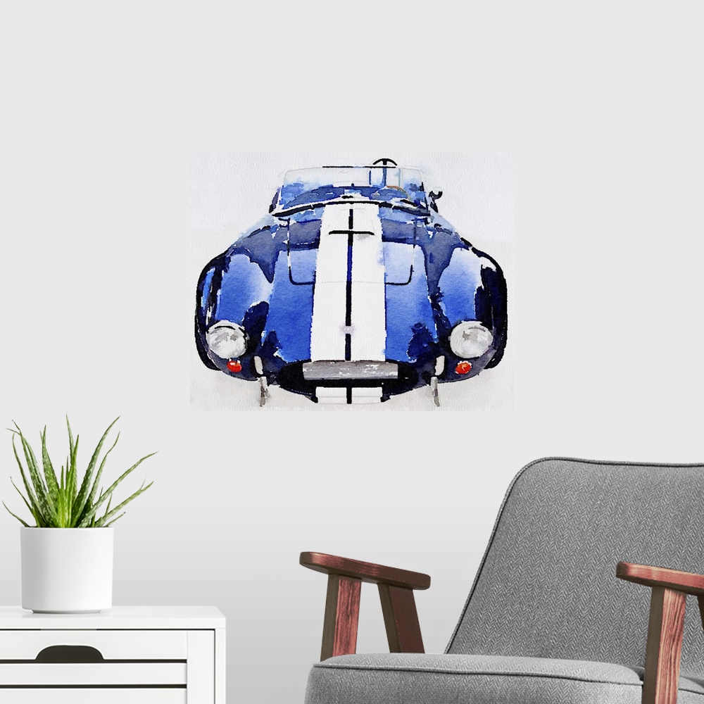 A modern room featuring 1962 AC Cobra Shelby Watercolor