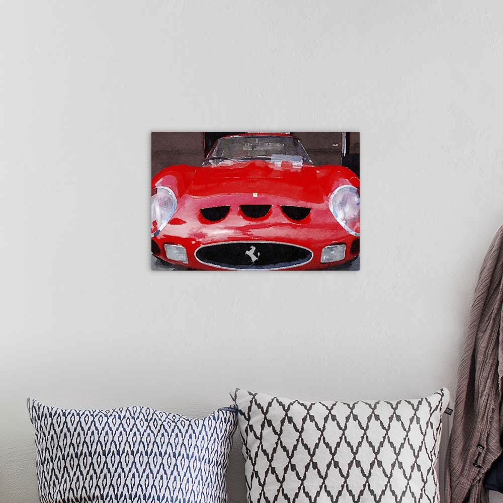 A bohemian room featuring 1962 Ferrari 250 GTO Front Watercolor
