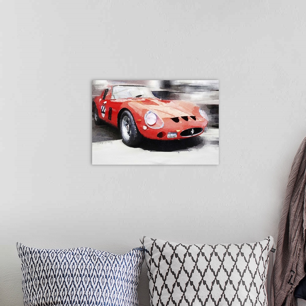 A bohemian room featuring 1962 Ferrari 250 GTO Watercolor