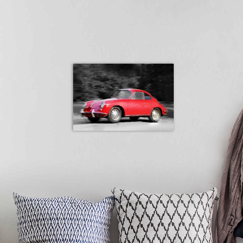 A bohemian room featuring 1963 Porsche 356 C Watercolor