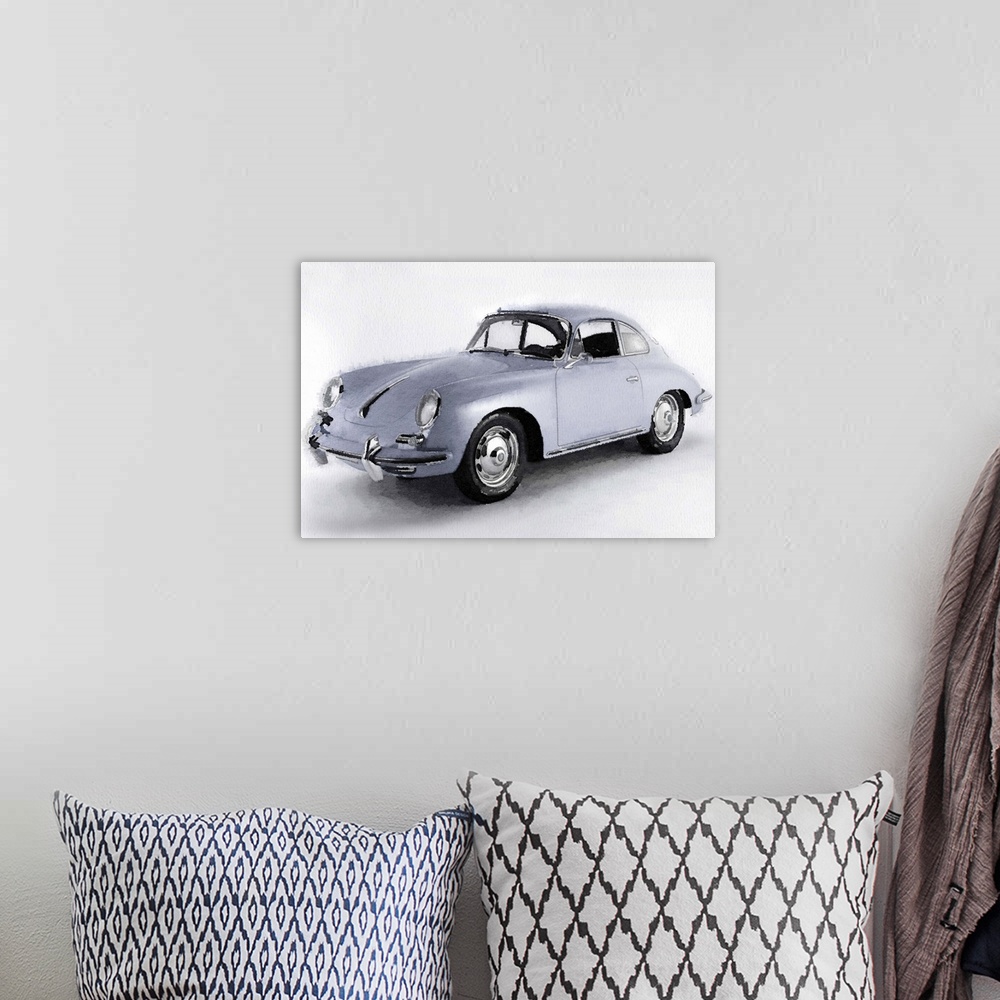 A bohemian room featuring 1964 Porsche 356B Watercolor