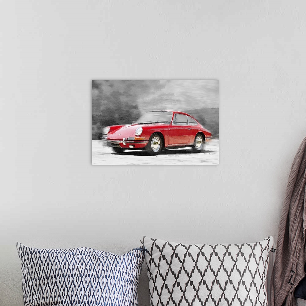 A bohemian room featuring 1964 Porsche 911 Watercolor