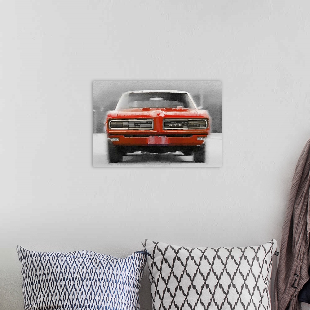 A bohemian room featuring 1968 Pontiac GTO Front Watercolor