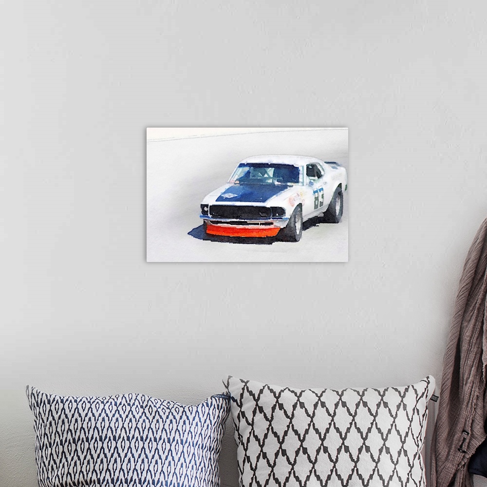 A bohemian room featuring 1971 Ford Mustang Watercolor