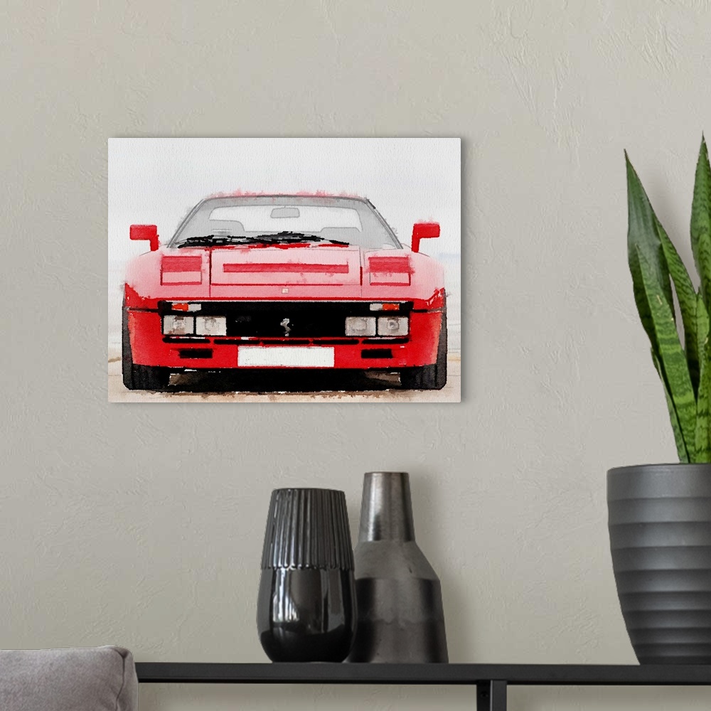 A modern room featuring 1980 Ferrari 288 GTO Front Watercolor