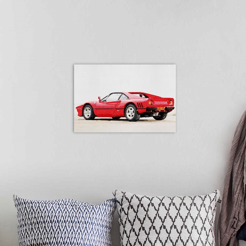A bohemian room featuring 1980 Ferrari 288 GTO Watercolor