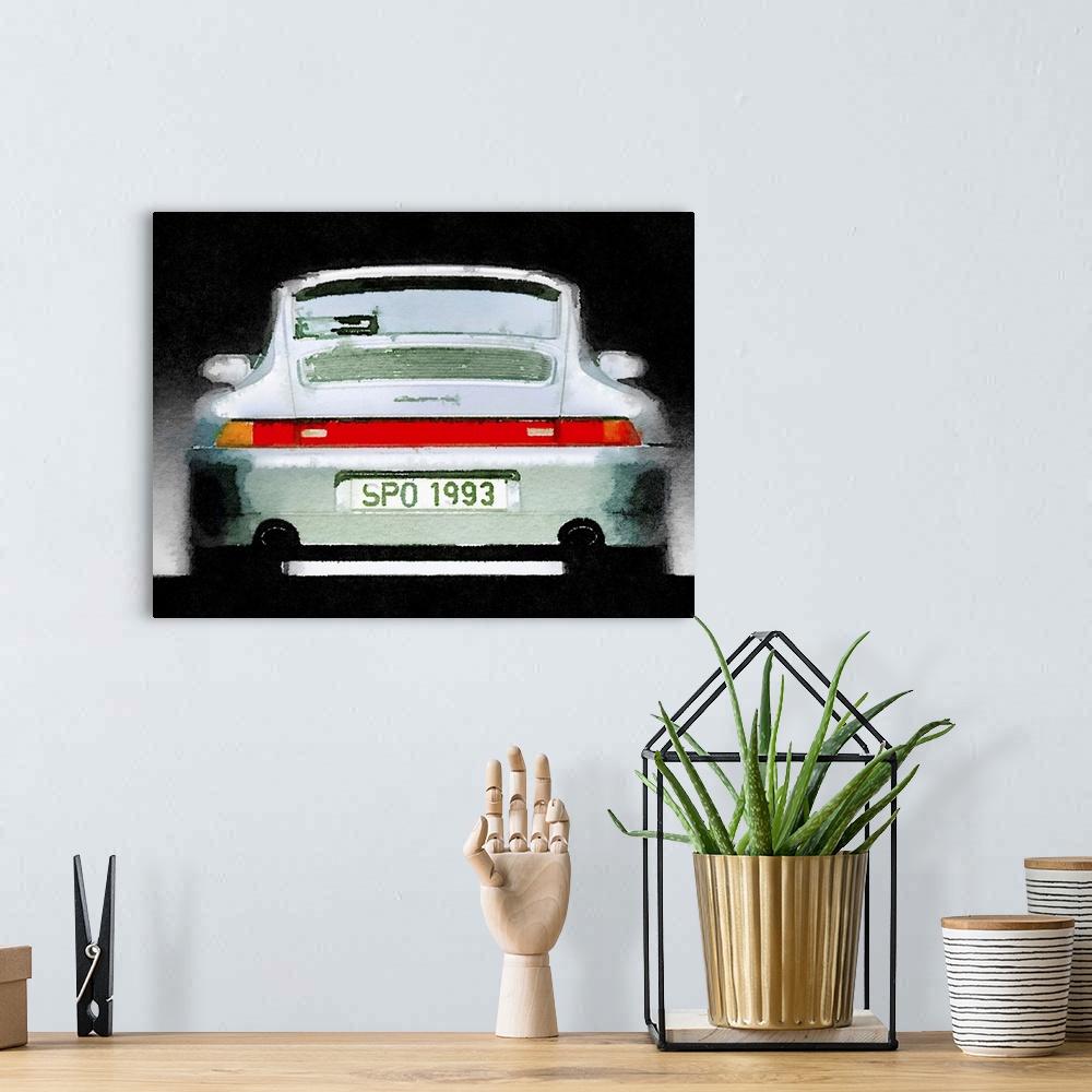 A bohemian room featuring 1993 Porsche 911 Rear Watercolor