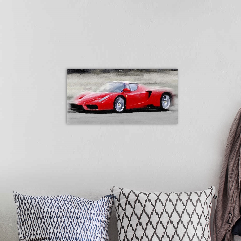 A bohemian room featuring 2002 Ferrari Enzo Watercolor