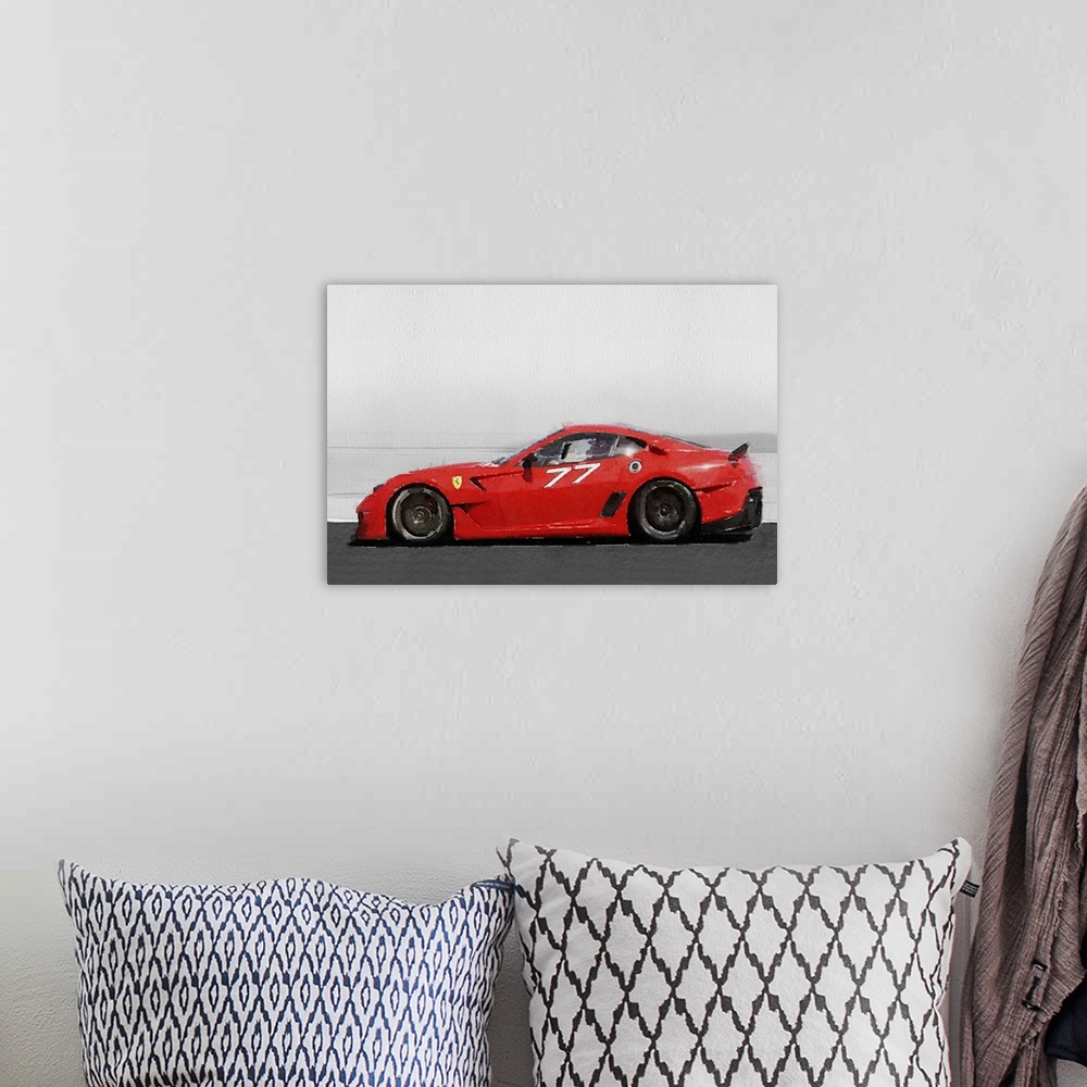 A bohemian room featuring 2006 Ferrari 599 GTB Fiorano Watercolor