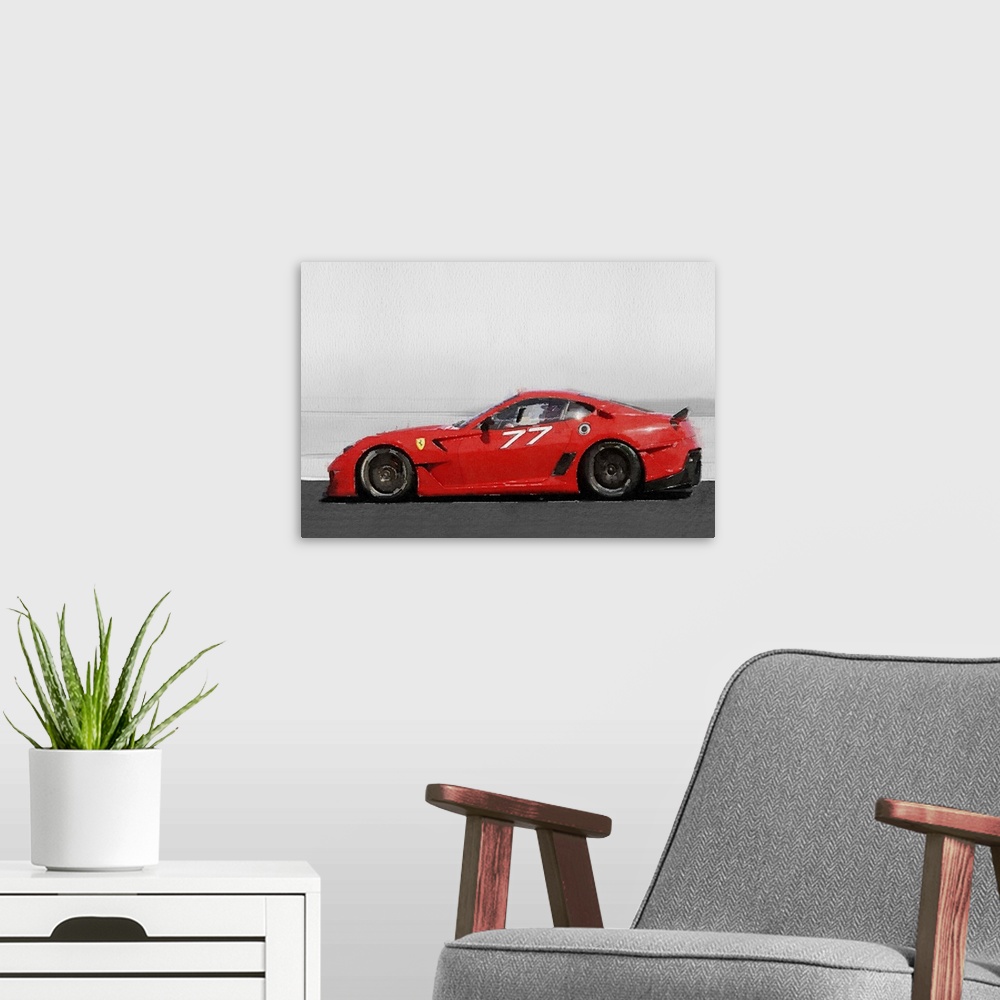 A modern room featuring 2006 Ferrari 599 GTB Fiorano Watercolor