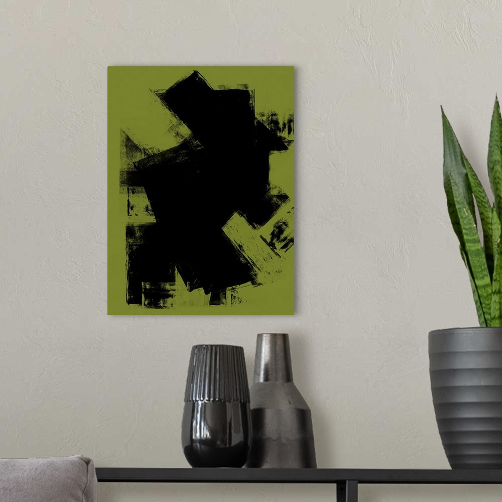 A modern room featuring Abstract Black and Tarragon Study