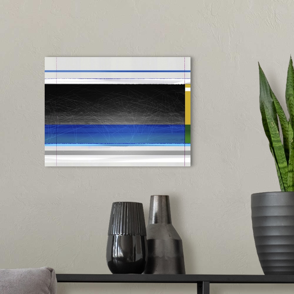 A modern room featuring Abstract Blue Black And Yellow