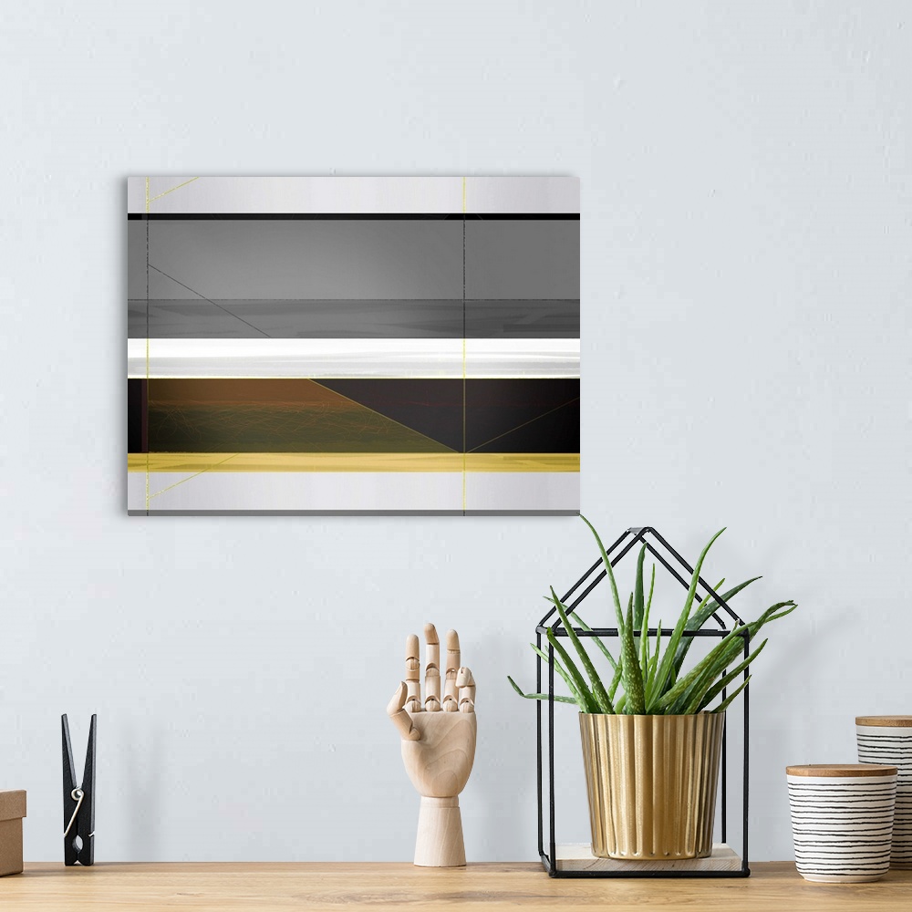 A bohemian room featuring Abstract Grey And Yellow Stripes