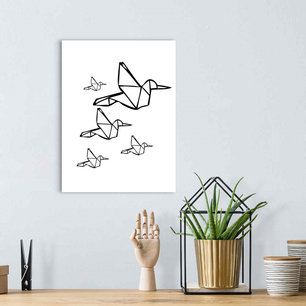 A bohemian room featuring Abstract Minimalist Birds I