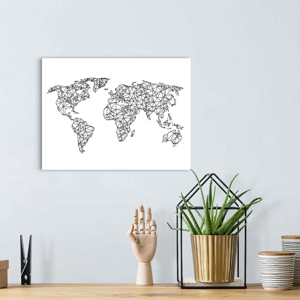 A bohemian room featuring Abstract Minimalist World Map