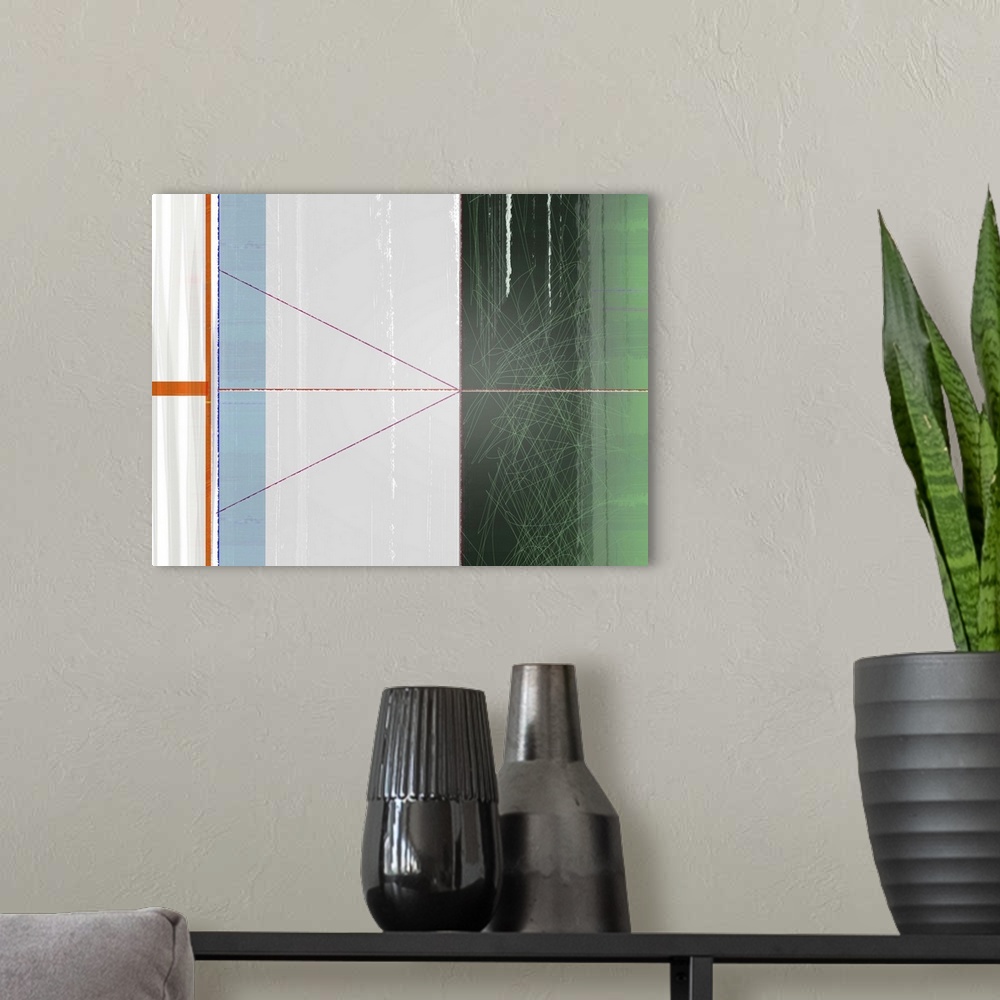 A modern room featuring Abstract Orange And Green