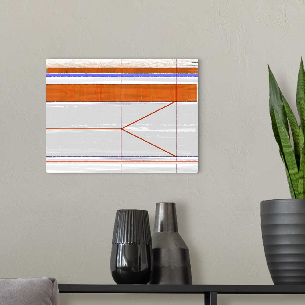 A modern room featuring Abstract Orange And Grey