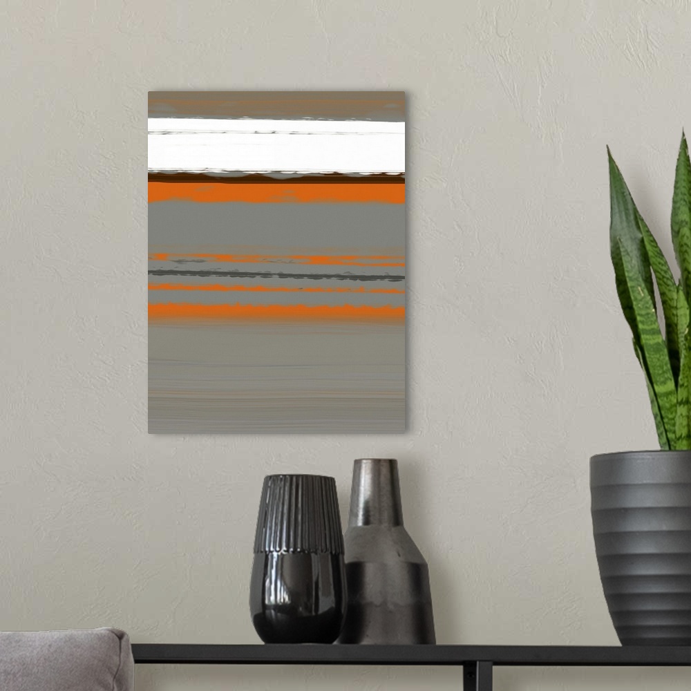 A modern room featuring Abstract Orange II