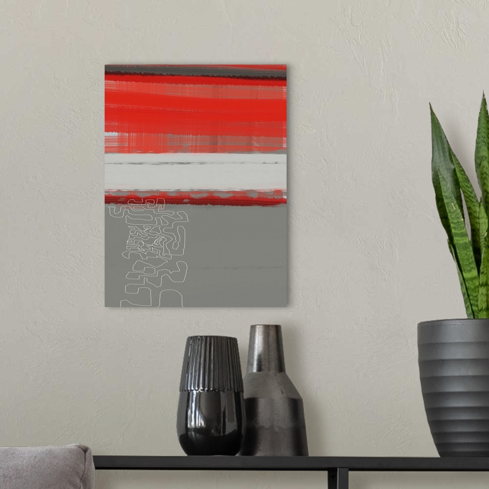 A modern room featuring Abstract Red I