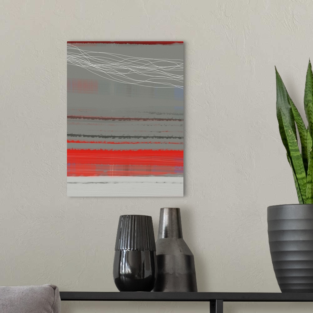 A modern room featuring Abstract Red II