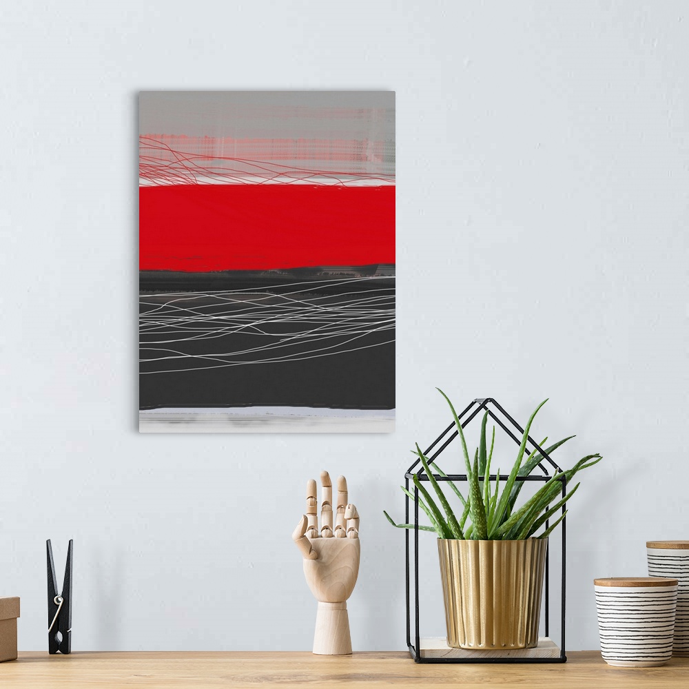 A bohemian room featuring Abstract Stripe Theme Red
