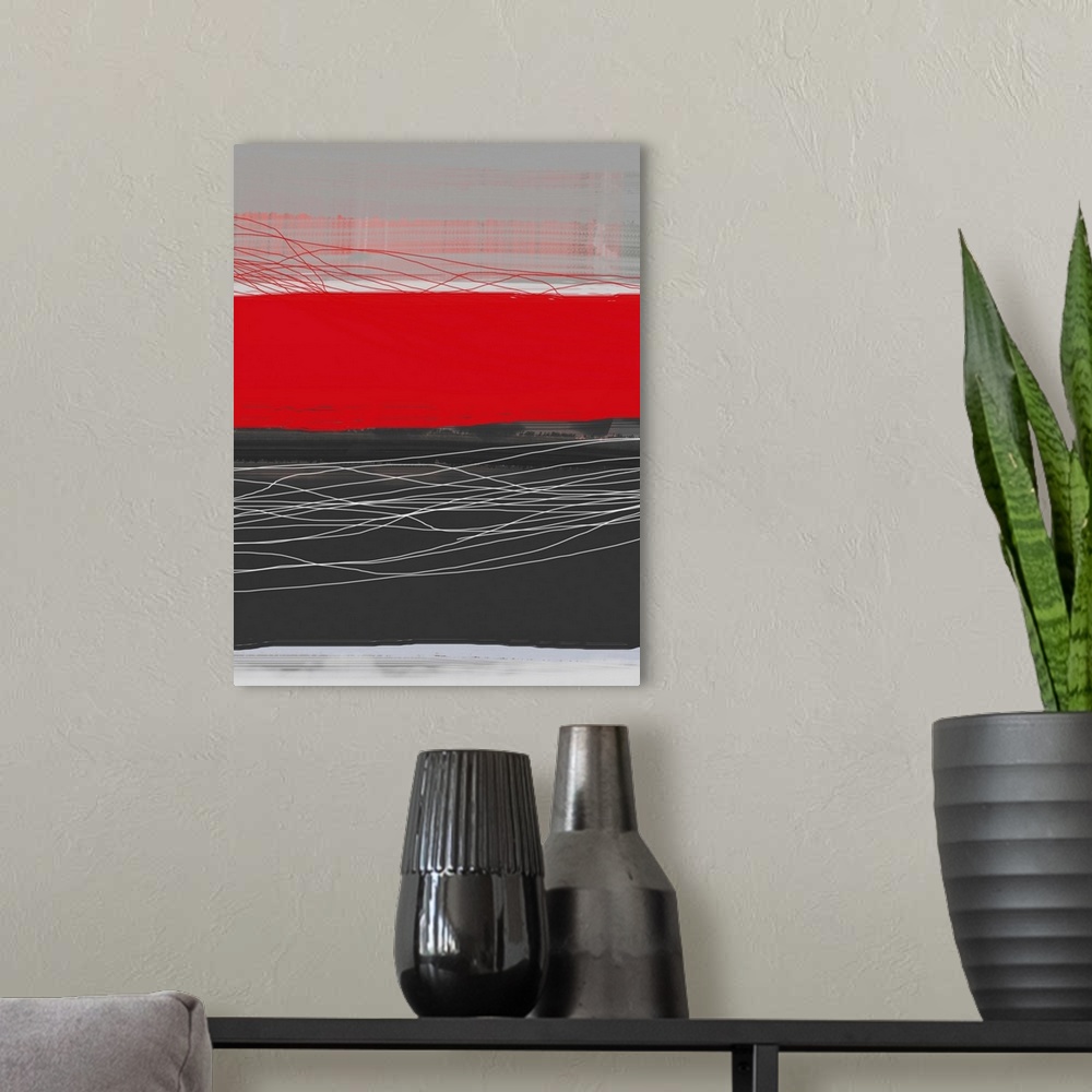 A modern room featuring Abstract Stripe Theme Red
