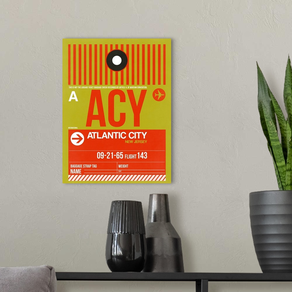 A modern room featuring ACY Atlantic City Luggage Tag I