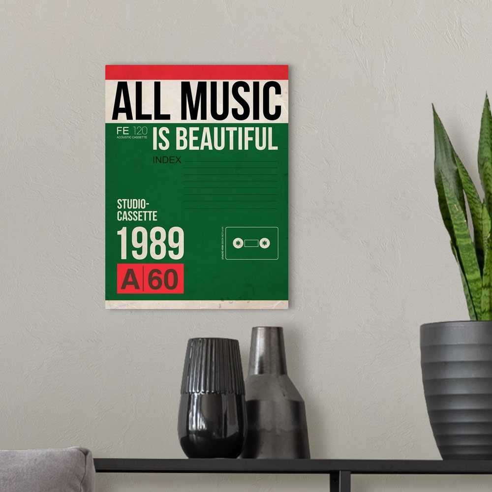A modern room featuring All Music Is Beautiful