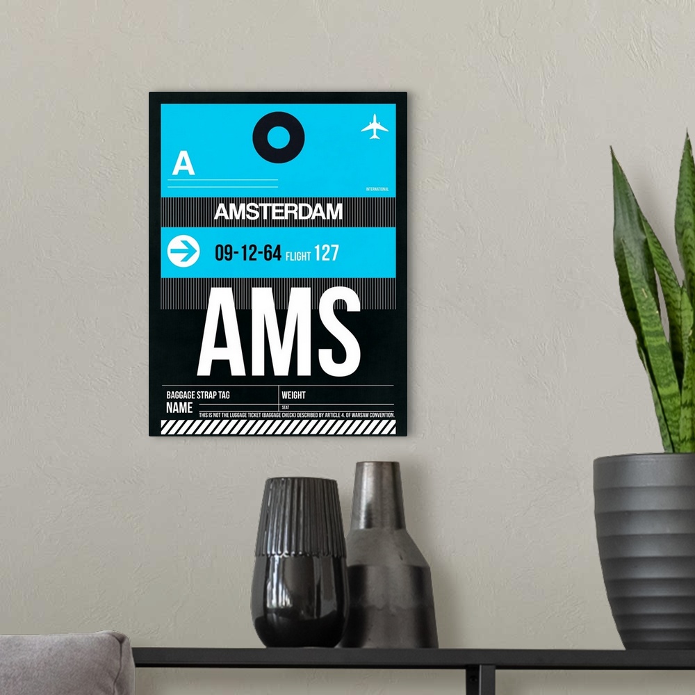 A modern room featuring AMS Amsterdam Luggage Tag I