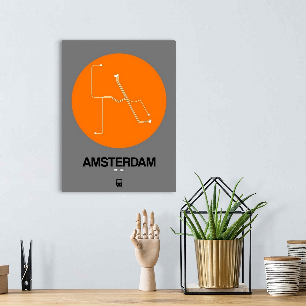A bohemian room featuring Amsterdam Orange Subway Map