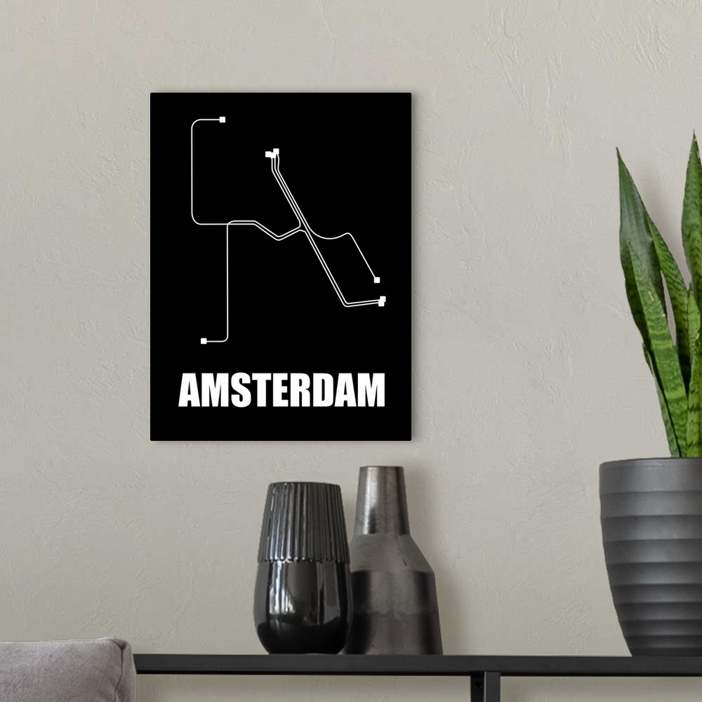 A modern room featuring Amsterdam Subway Map III