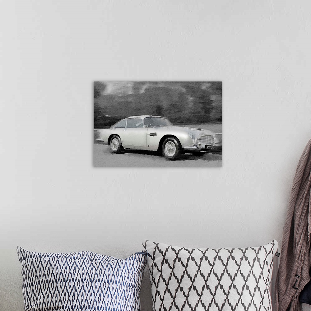 A bohemian room featuring Aston Martin DB5 Watercolor