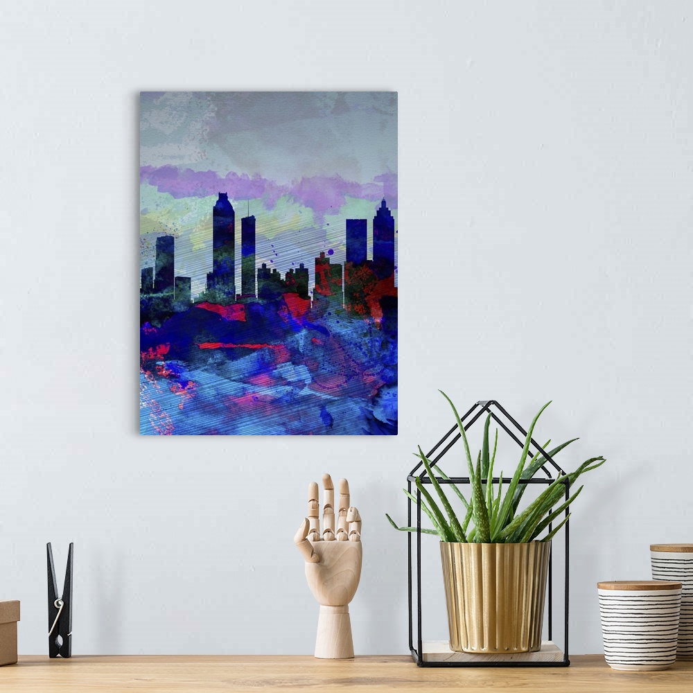 A bohemian room featuring Atlanta Watercolor Skyline