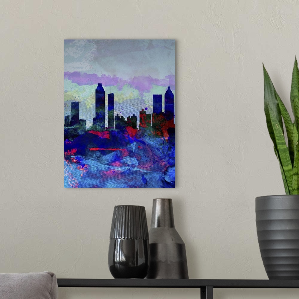 A modern room featuring Atlanta Watercolor Skyline