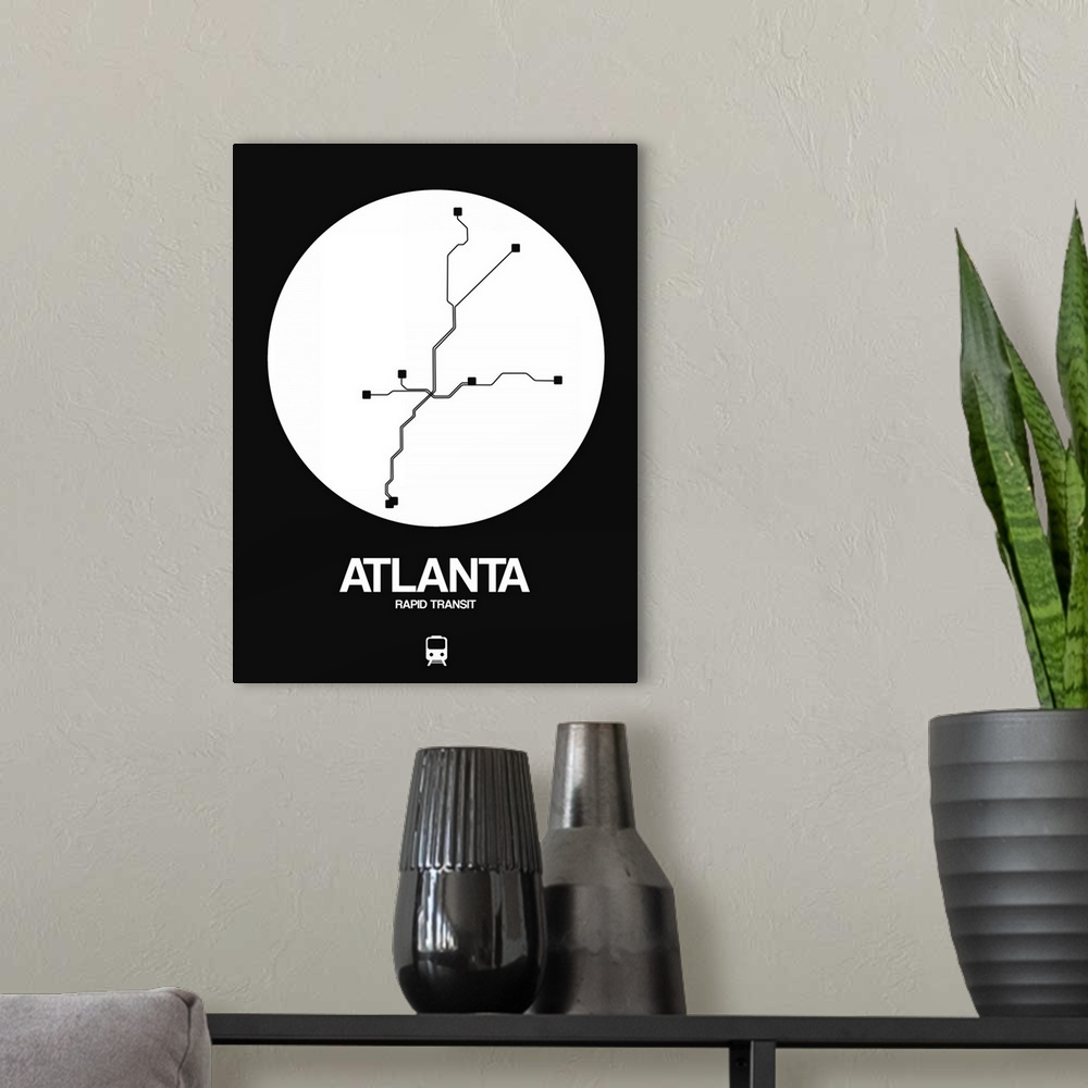 A modern room featuring Atlanta White Subway Map