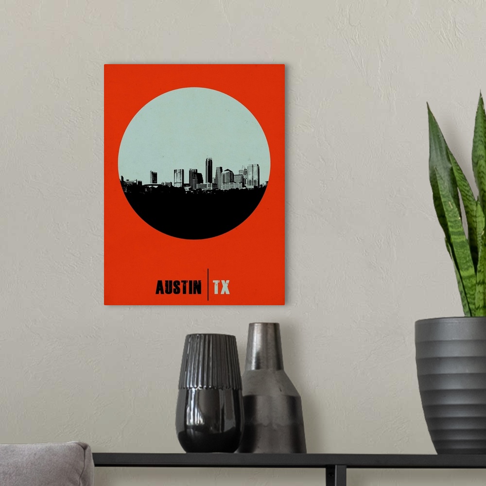 A modern room featuring Austin Circle Poster II