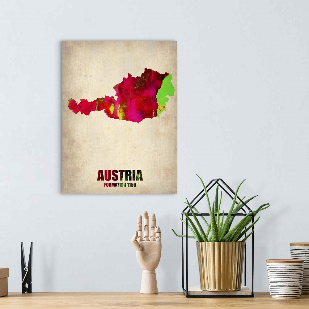 A bohemian room featuring Austria Watercolor Map